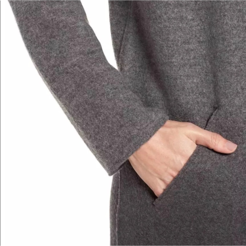 Eileen Fisher ash/charcoal ombré boil wool Kimono long coat - Picture 9 of 12